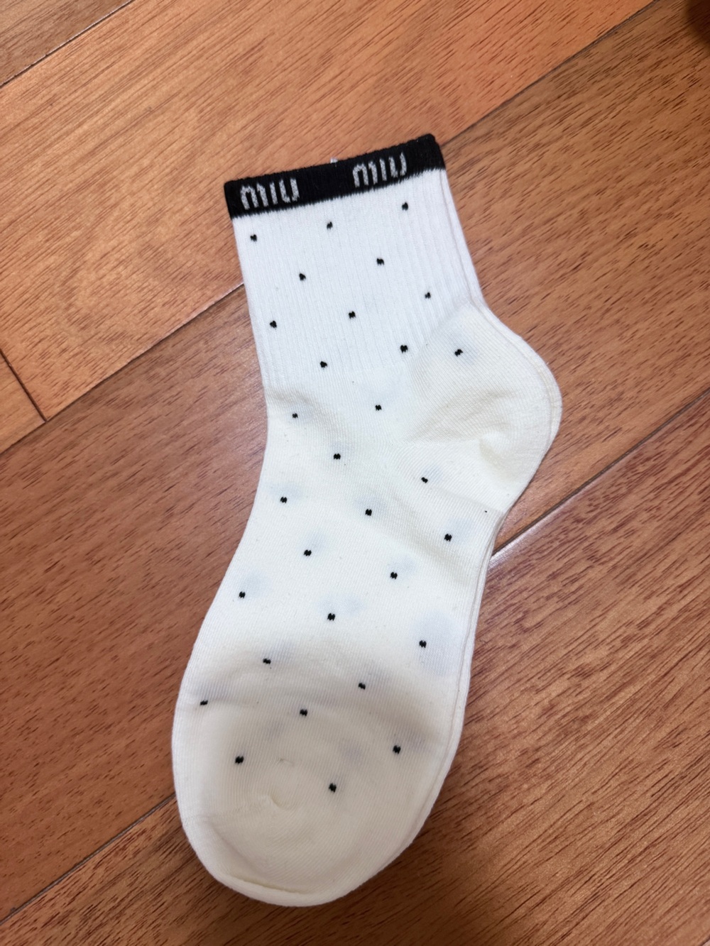 White Ankle Socks with Black Dot Pattern Size 22-25cm
